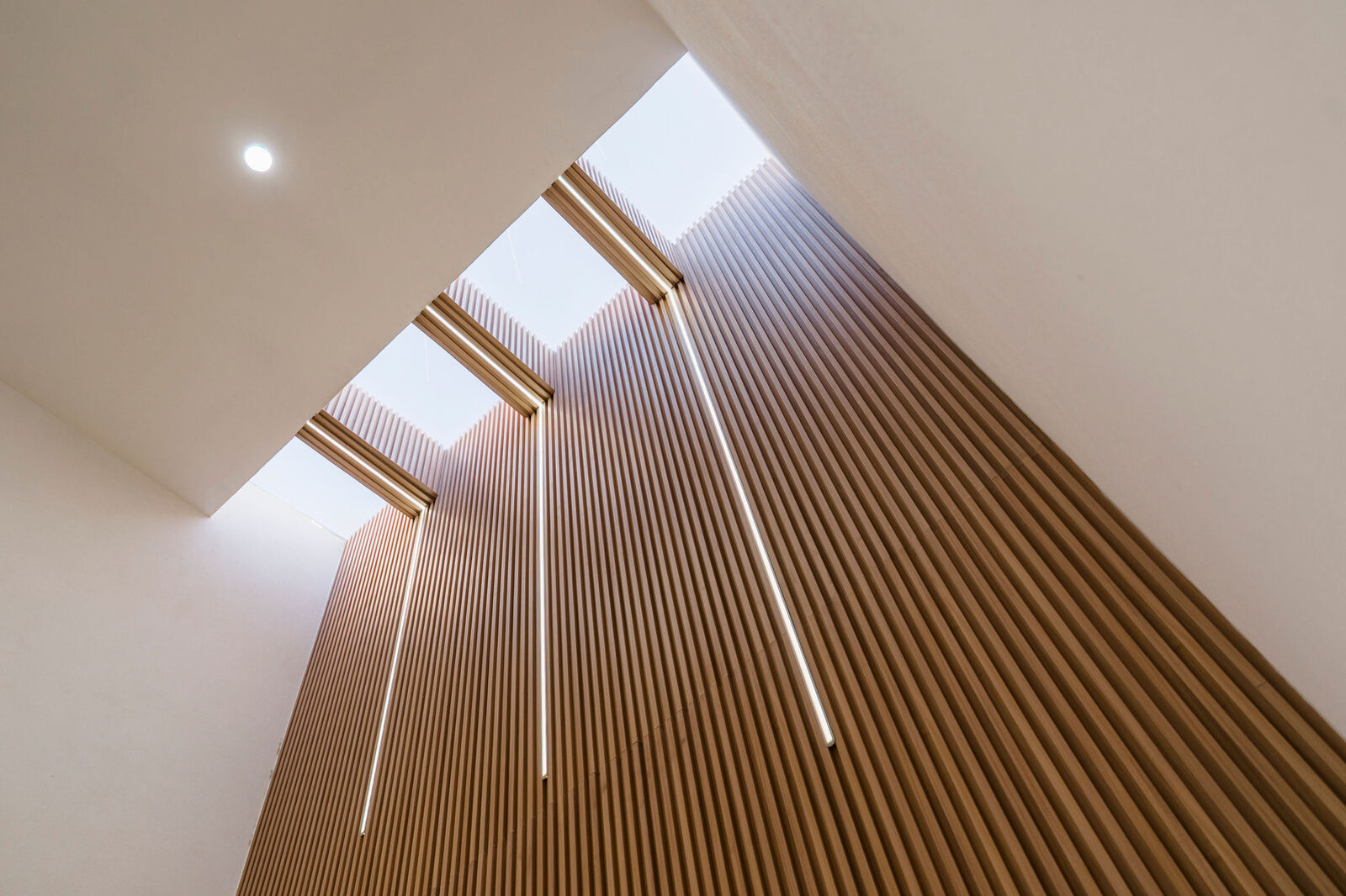 Detalle de tragaluz con celosía de madera
